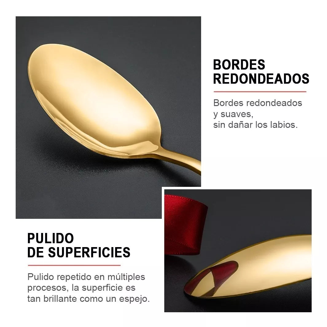 👑 IMPERIAL GOLD – CUBIERTOS DE ACERO INOXIDABLE DE LUJO ✨  24 / 36/ 48 PZ
