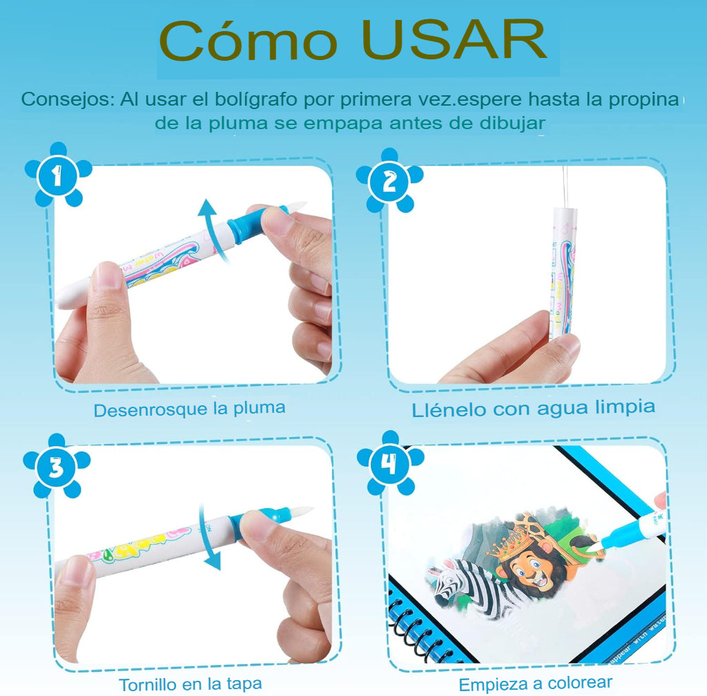 Magic Ink Book - Libros de color Infinito (SET DE 4 PZ )